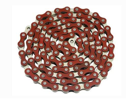 YBN Chain 1/2x1/8x112 Red/Chrome. for bicycle Chain, bike chain, lowrider bikes, beach cruiser, chopper, limos, stretch, bmx, track fixie bicycles