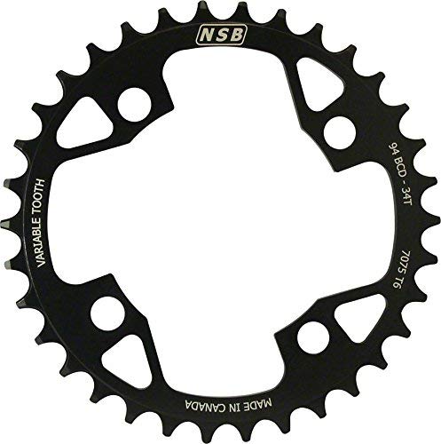 North Shore Billet Variable Tooth Chainring: 34T, Standard 94 x 4 BCD, Black