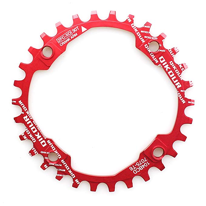 FOMTOR 30T 32T 34T 36T 38T Chainring 104 BCD Narrow Wide Chainring with Four Chainring Bolts for Road Bike, Mountain Bike, BMX MTB Bike (Red)