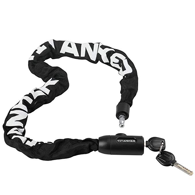 Titanker Bike Chain Lock, Security Anti-Theft Bike Lock Chain with Key Bicycle Chain Lock Bike Locks for Bike, Motorcycle, Bicycle, Door, Gate, Fence, Grill(6mm Chain, 8mm Chain)