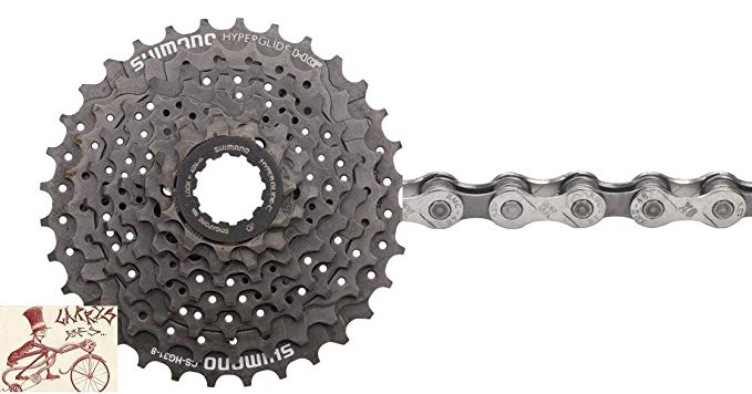 SHIMANO CS-HG31 Hyperglide 8 Speed 11-34T Bicycle Cassette w/KMC X8.93 Chain