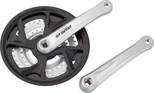 SR Suntour XR-T Crankset: 8-speed, 48/38/28t, 175mm, Square Taper, Silver