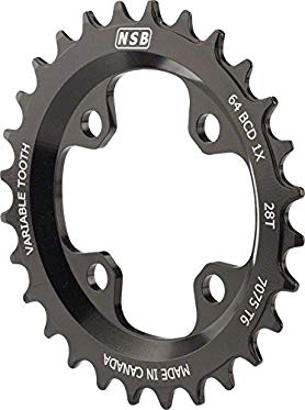 North Shore Billet Variable Tooth Chainring: 28T, Standard 64 BCD, Black