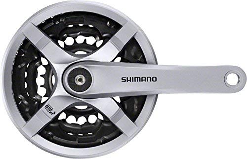 Shimano Tourney TY501 6/7/8-Speed 170mm 24/34/42t Square Crankset with Chainguard, Silver/Black