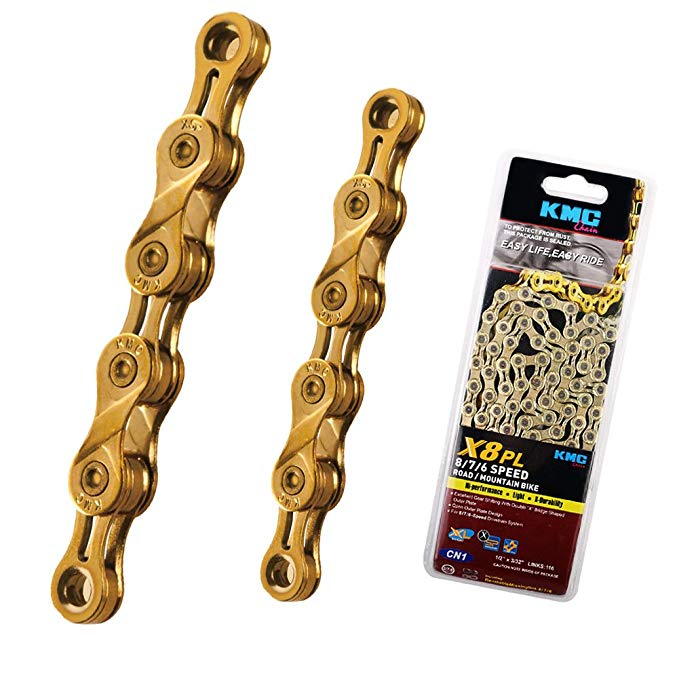 KMC X8PL 8 Speed Gold for Trekking 116 Links Light Titanium Nitride Gold coated Original