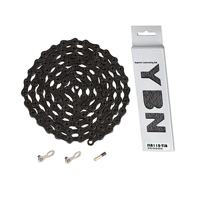 YBN Ti-Nitride 11-speed Black Chain, 116 Links, 5.5mm Wide with One Reusable QRS Master Link