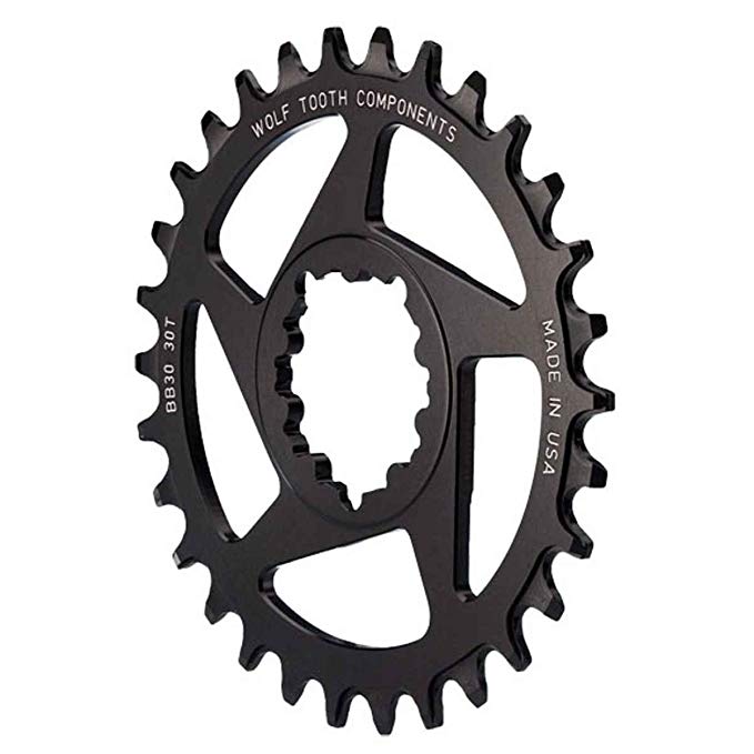 Wolf Tooth Components 34t Direct Mount Drop-Stop Chainring for SRAM BB30 Short Spindle Cranks, Black