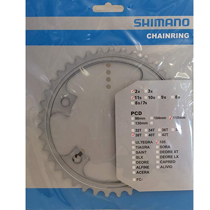 Shimano 105 5800-S 39t 110mm 11-Speed Chainring For 53/39t Silver