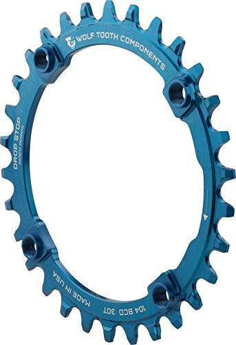 Wolf Tooth Components Drop-Stop 30T Chainring: 4 x 104 BCD, Blue