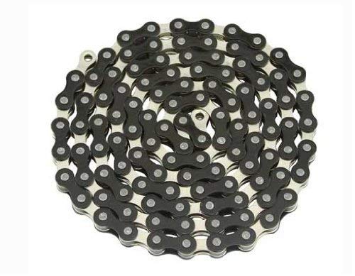 YBN Chain 1/2x1/8x112 Black/Chrome. for bicycle Chain, bike chain, lowrider bikes, beach cruiser, chopper, limos, stretch, bmx, track fixie bicycles