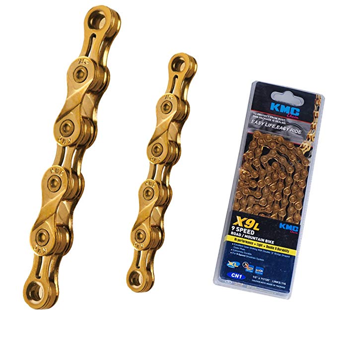 KMC X9L 9 Speed Chain for Trekking 116 Links Light Titanium Nitride Gold Coated Original