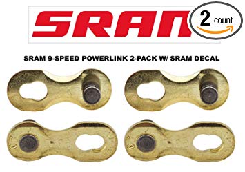 SRAM PowerLink Chain Connector 9-speed Gold Chain Link w/ SRAM DECAL - Available in 2-PACK and 4-PACK (2)