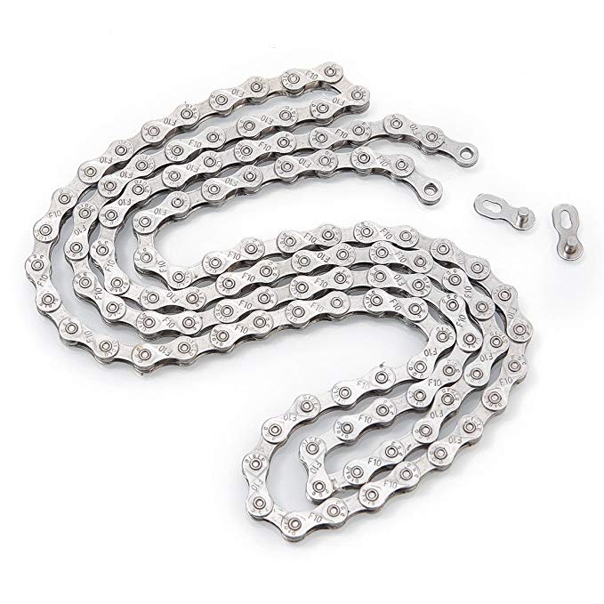 ZHIQIU FSC 10 Speed 116 Links Bicycle Chain, Silver,Gold (1/2x11/128-Inch) Compatible with 9 speed