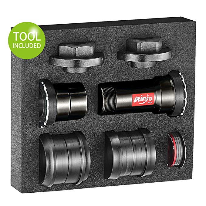 Token 2019 Threaded-Press Fit Bottom Bracket for BB86/BB89.5/BB92/BB30/PF30 Frame to Shimano 24mm Crank for MTB/Road Bike, Ninja 5in1 BB (Including Tools)